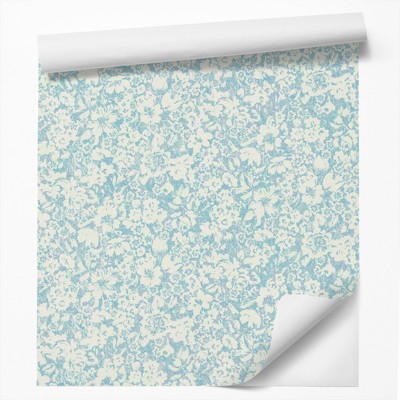 Americanflat Peel & Stick Wallpaper Roll - Blue Blossom Flowers by DecoWorks