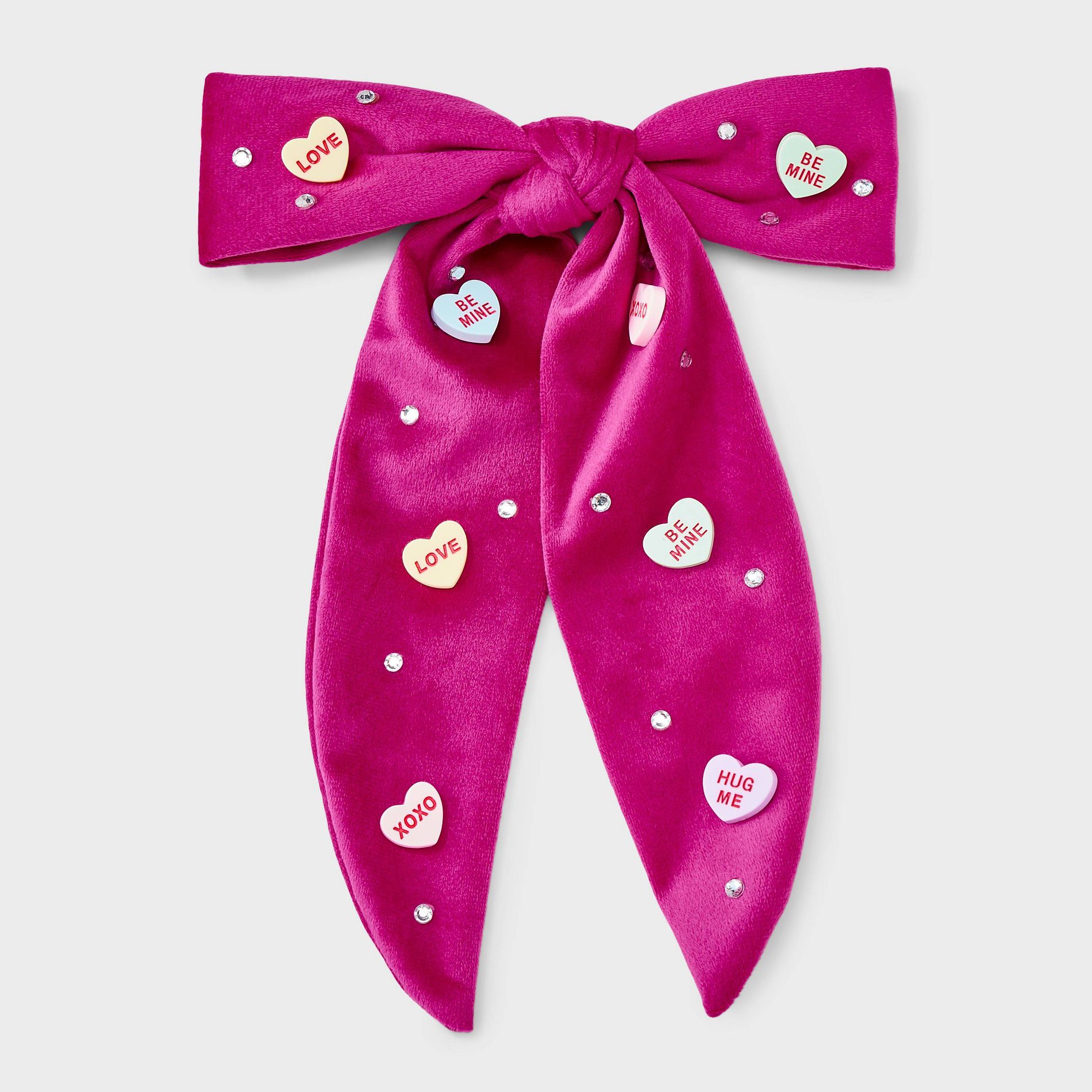 Valentines Conversation Heart Charm Bow - Pink