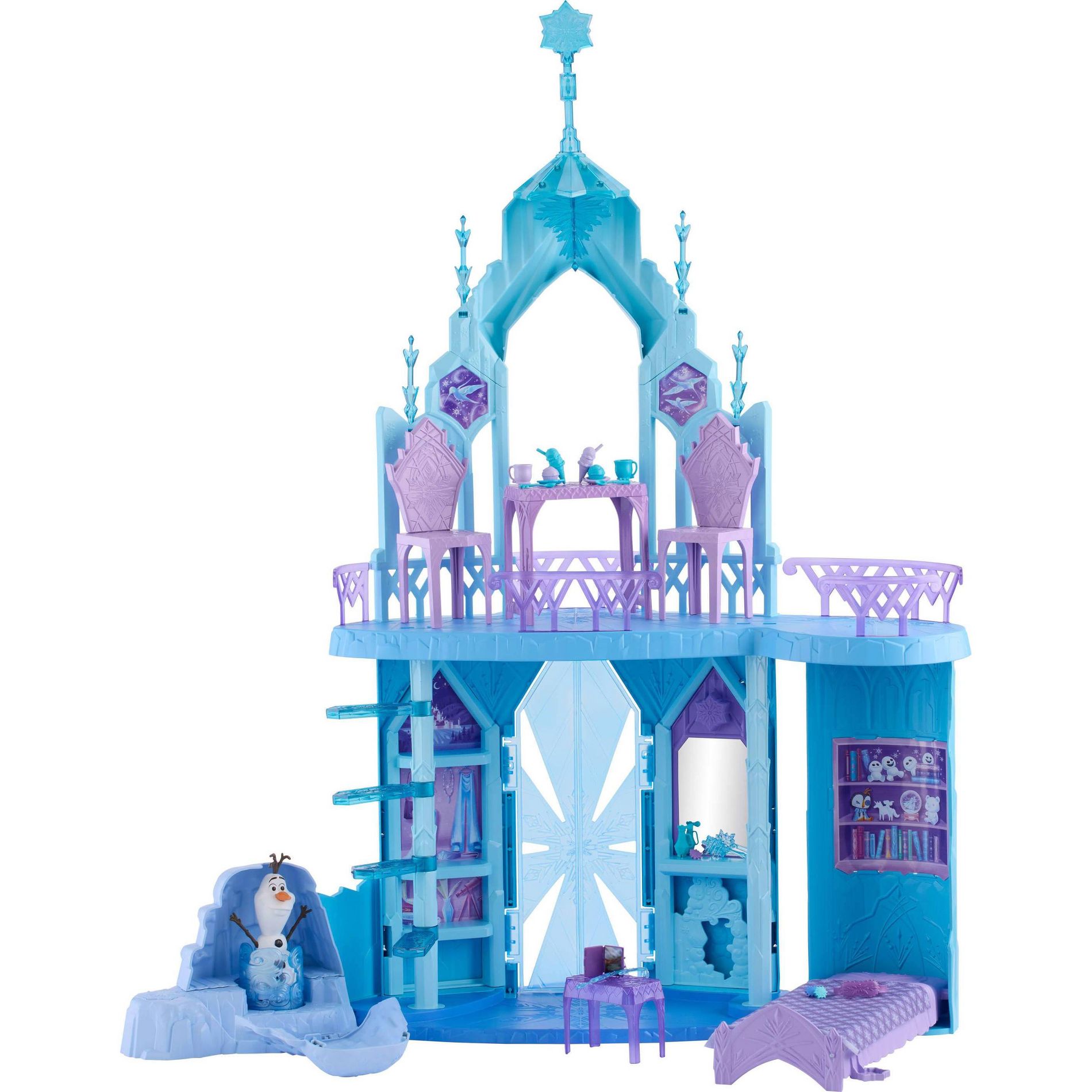 Disney Frozen Elsa’s Frozen Ice Palace Castle Playset with Olaf, 5 Play Areas & 21 Accessories