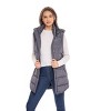 Women's Long Puffer Vest with Hood - S.E.B. By SEBBY - 2 of 4