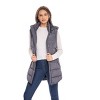 Women's Long Puffer Vest with Hood - S.E.B. By SEBBY Black Small