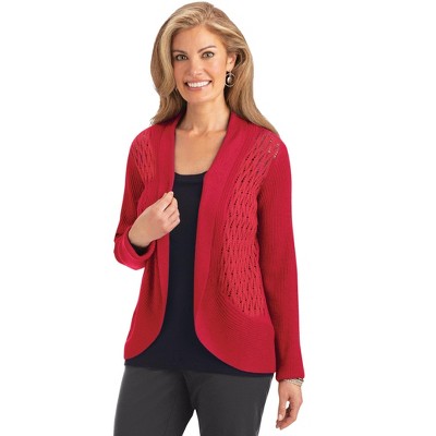 Collections Etc Glitter Shrug Long Sleeve Pointelle Knit Sweater