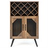 LunaLulinlk 2-Door Farmhouse Kitchen Storage Bar Cabinet with Wine Rack - 2 of 4
