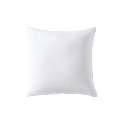 White Embroidered Cotton Linen Square Throw Pillow