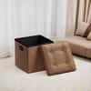 SONGMICS 15 Inches Folding Storage Ottoman, Cube Footrest, Coffee Table with Hole Handles, Faux Leather - 2 of 4