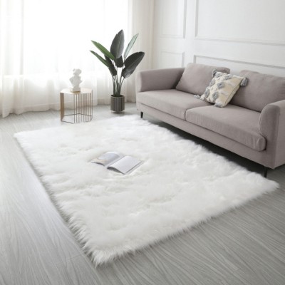 LunaLulinlk White "Cozy Collection" Ultra Soft Fluffy Faux Fur Sheepskin Area Rug