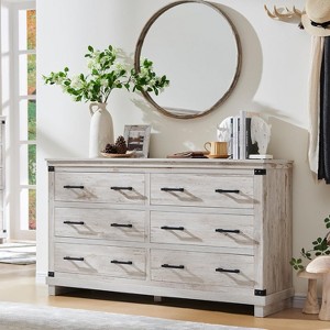 SinCiDo Farmhouse 54"W Dressing Table w/ 6 Drawers,Thick Plate Design,Large Drawer Cabinet/Wardrobe,Bedroom,Living Room & Corridor - 1 of 4