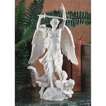 Design Toscano L'Archange Saint Michel Bonded Marble Angel Statue, white