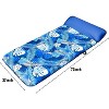 Jasonwell Oversized Pool Float Lounge, 72" X 37" XL Fabric-Covered Inflatable Contour Lounger with Headrest, Cooling Pool Raft, Palm Leaves Blue - 3 of 4