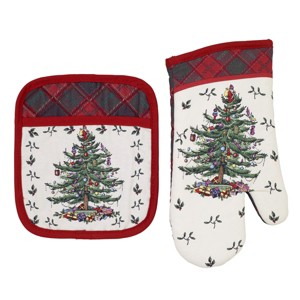 Spode® Christmas Tree Tartan Pot Holder & Oven Mitt Set - 1 of 3