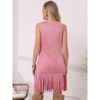 INSPIRE CHIC Women's Fringe Faux Suede Sleeveless Cowgirl V Neck Button Down Western Long Jacket - 3 of 4