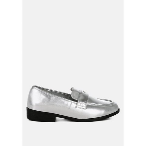 Женские туфли London Rag Womens Rugle Metallic Faux Leather Flat Loafers 6