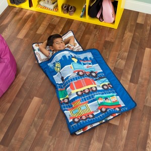 Everyday Kids Toddler Nap Mat –Choo Choo Train – Soft Microfiber, Rollup with Handle & Pillow, for Preschool, Daycare, or Travel -Ages 2-6 years - 1 of 4