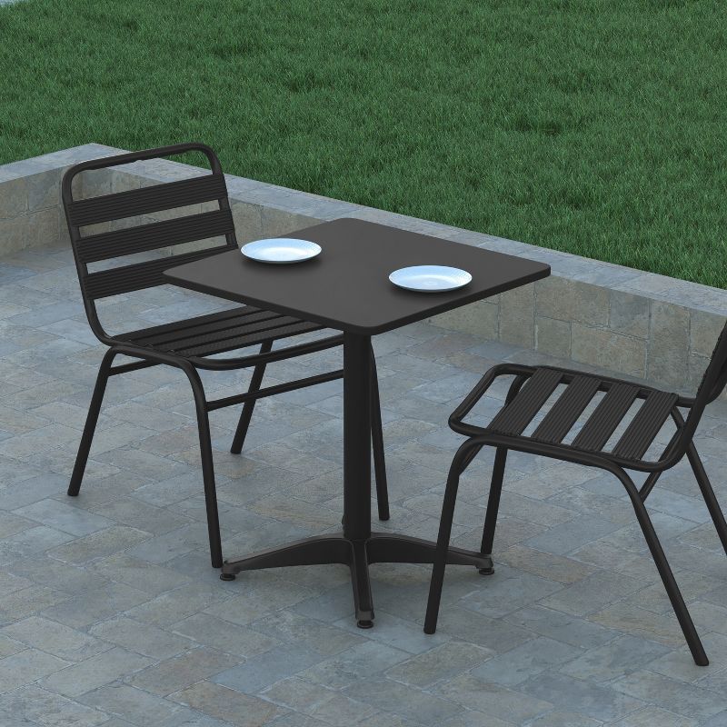 Emma and Oliver 23.5'' Square Aluminum Indoor-Outdoor Table with Base, 4 of 12