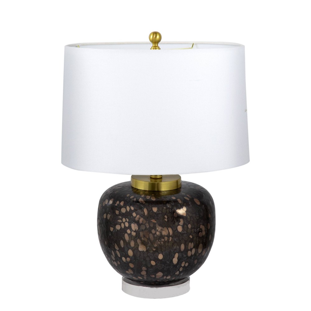 Photos - Floodlight / Garden Lamps 16"x22" Amir Glass Table Lamp Black/Gold/White - A&B Home