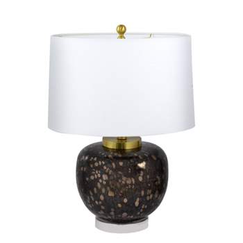 16"x22" Amir Glass Table Lamp Black/Gold/White - A&B Home