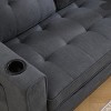 55" 3-in-1 Convertible Loveseat Sleeper Sofa with Pull-Out Bed, Cup Holders & Side Pockets for Small Spaces -3irtyhousy - 3 of 4