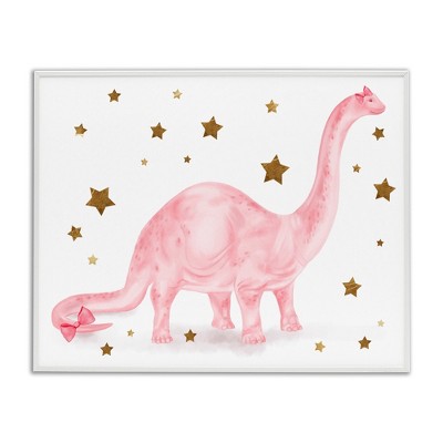 Stupell Industries Pink Dinosaur with Gold Stars, 20" x 16"