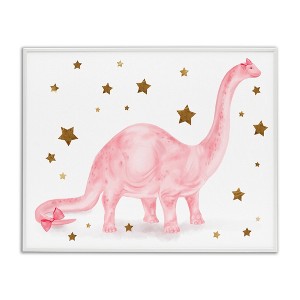 Stupell Industries Pink Dinosaur with Gold Stars, 20" x 16" - 1 of 4