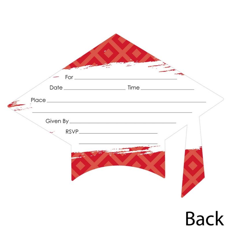 Big Dot of Happiness Red Graduation Party Invitations - Shaped Fill-In Invite Cards with Envelopes - Set of 12, 3 of 7