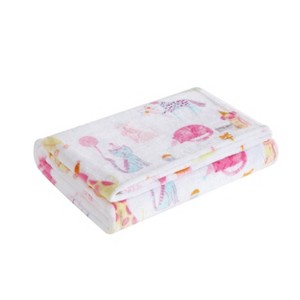 50"x60" LA Kids' Party Animals Ultra Soft Plush Throw Blanket Pink - Laura Ashley - 1 of 4