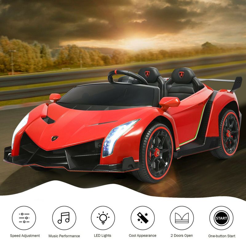 Costway 12V 2-Seater Licensed Lamborghini Kids Ride On Car w/ RC & Swing Function, 4 of 11