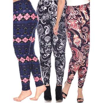Women's Pack of 3 Plus Size Leggings - One Size Fits Most Plus - White Mark