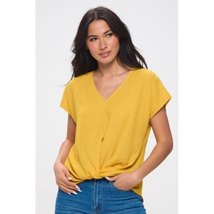 WEST K Women's Leah V Neck Short Dolman Sleeve Front Knob Blouse - 1 of 4