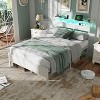 Full Size Bed Frame with Storage Headboard and LED Lights Metal Bedframe with Charging Station and USB Port Platform Bed with Heavy Duty Slats White - 2 of 4
