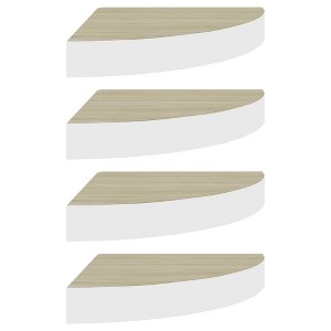vidaXL Wall Corner Shelves 4 pcs Oak and White 13.7"x13.7"x1.4" MDF - 1 of 1