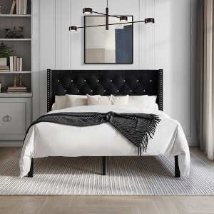 ChaletPosh Velvet Upholstered Bed - 1 of 4