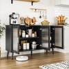 Sideboard Buffet Cabinet, 47.6" Black Buffet Cabinet, Modern Sideboard Kitchen Cabinet with Glass Door and Removable Shelves - 3 of 4