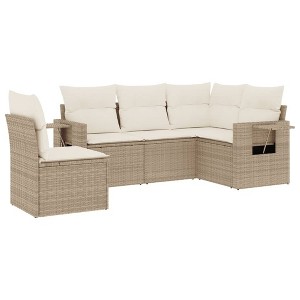 vidaXL 5 Piece Patio Sofa Set with Cushions - Beige and Cream Without Table - 1 of 4