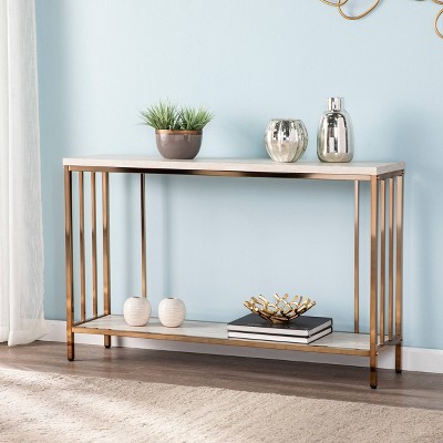 Brampton Faux Stone Console Table Champagne - Aiden Lane