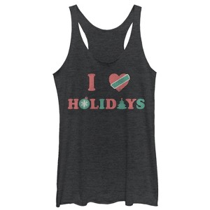 Women's CHIN UP Christmas Love Holidays Racerback Tank Top - 1 of 3