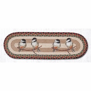 Earth Rugs Farmhouse Oval Stair Tread – Chickadee Woodland Design 27"x8.25" - 1 of 3