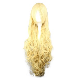 Unique Bargains Women Curly Human Hair Wigs 35" with Wig Cap - 1 of 4