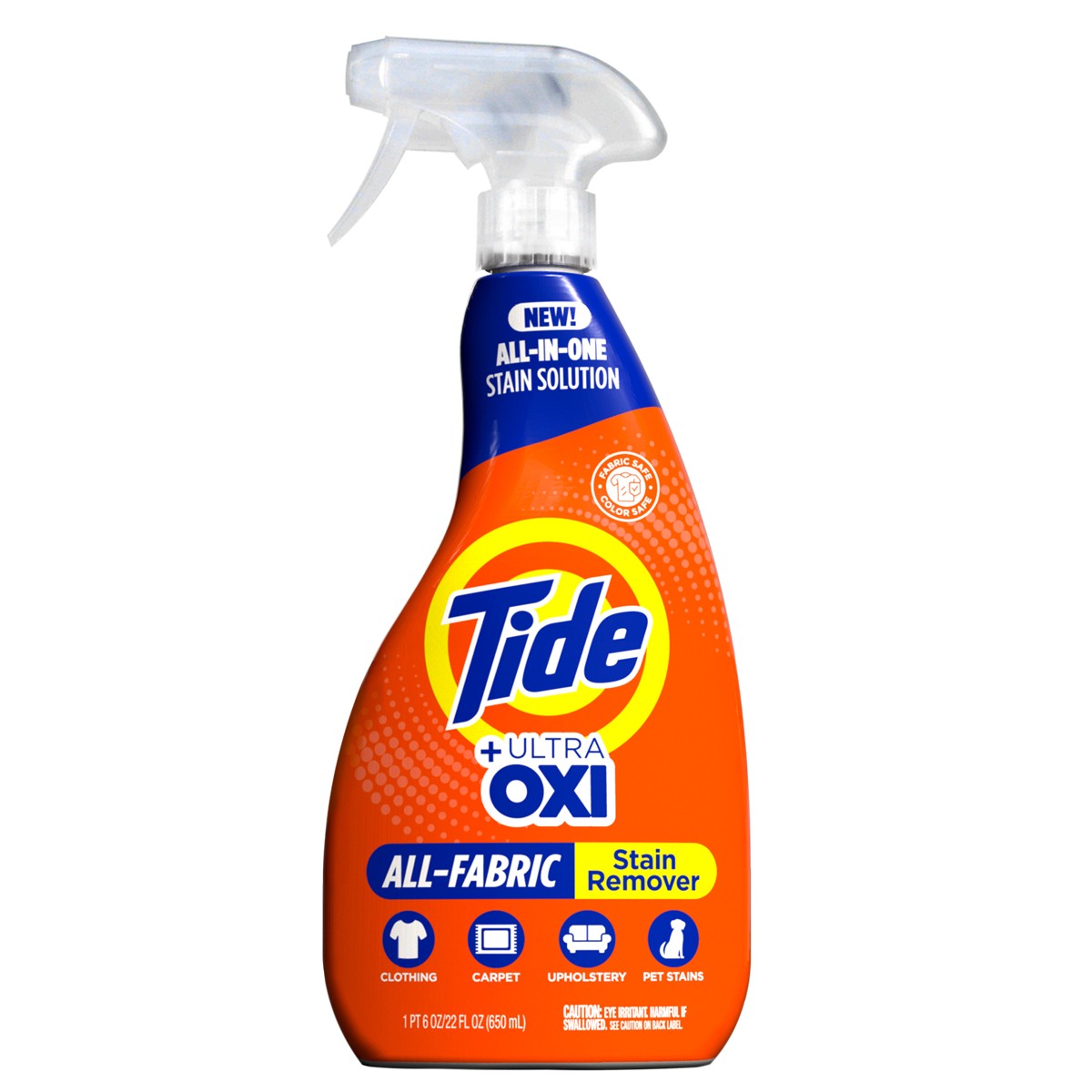 Tide +Ultra Oxi All-Fabric Stain Remover spray bottle, 22 fl oz