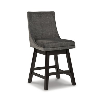 Tallenger Dark Gray Upholstered Swivel Counter Height Barstools Set of 2