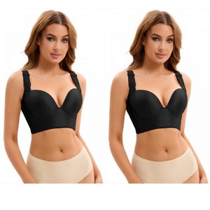 INSPIRE CHIC 2 Pcs Women's Wirefree Convertible Tummy Control 6 Hooks Push Up Bras - 1 of 4