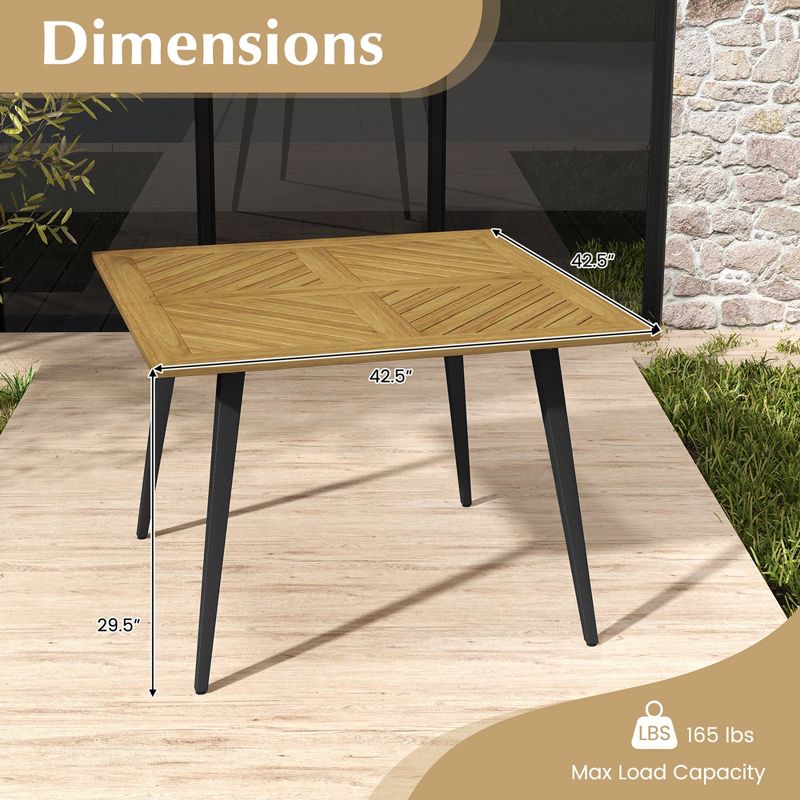 Costway 4-Person 42.5" Outdoor Dining Table with 1.9" Umbrella Hole, Adjustable Foot Pads, 3 of 11
