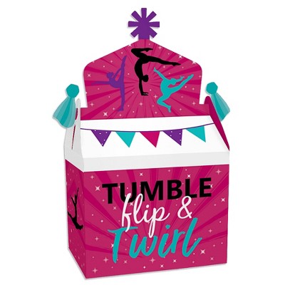 Big Dot of Happiness Tumble, Flip and Twirl - Gymnastics - Treat Box Party Favors - Birthday Party or Gymnast Party Goodie Gable Boxes - Set of 12