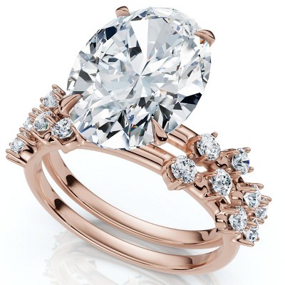 Pompeii3 Certified 5 1/2Ct Oval Diamond Engagement & Wedding Ring 14k Gold/Pt Lab Created