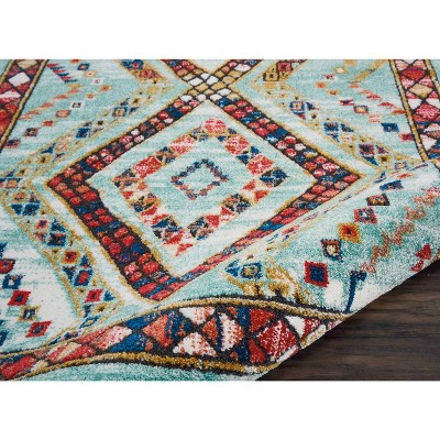 Handmade Aqua Synthetic 4' x 6' Rectangular Rug