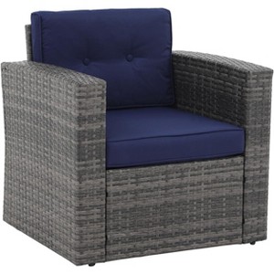 SUGOLD Patio Wicker Single Sofa, Outdoor Rattan Sectional Couch with Thick Cushions, Patio Furniture Single Sofa for Outside Balcony, Porch, Garden, - 1 of 1