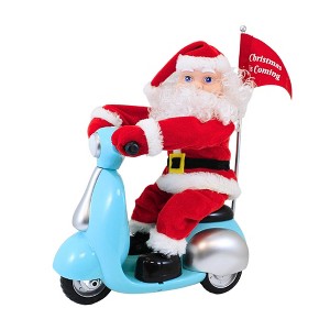 Mr. Christmas 14.5 Inch Scootin' Santa Animated Musical Scooter Santa Figurines - 1 of 3