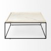 HomeRoots 36" White and Black Genuine Marble and Metal Square Coffee Table - 4 of 4