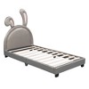 CAVINAS Twin/Full Size Upholstered Leather Platform Bed with Rabbit Headboard,Wooden Bed Frame for Kids Room,Bedroom - 3 of 4