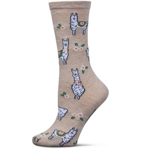 Memoi Women's Alpaca Rayon From Bamboo Crew Socks Oatmeal 9-11 - 1 of 3