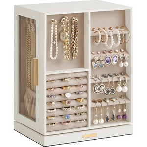 360° Rotating, Jewelry Storage Case with 5 Drawers, Jewelry Organizer, Glass Window - 1 of 4
